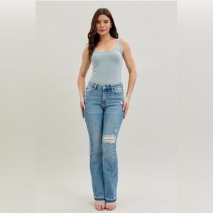 Judy Blue Mid rise Destroy & Released Hem bootcut Jeans